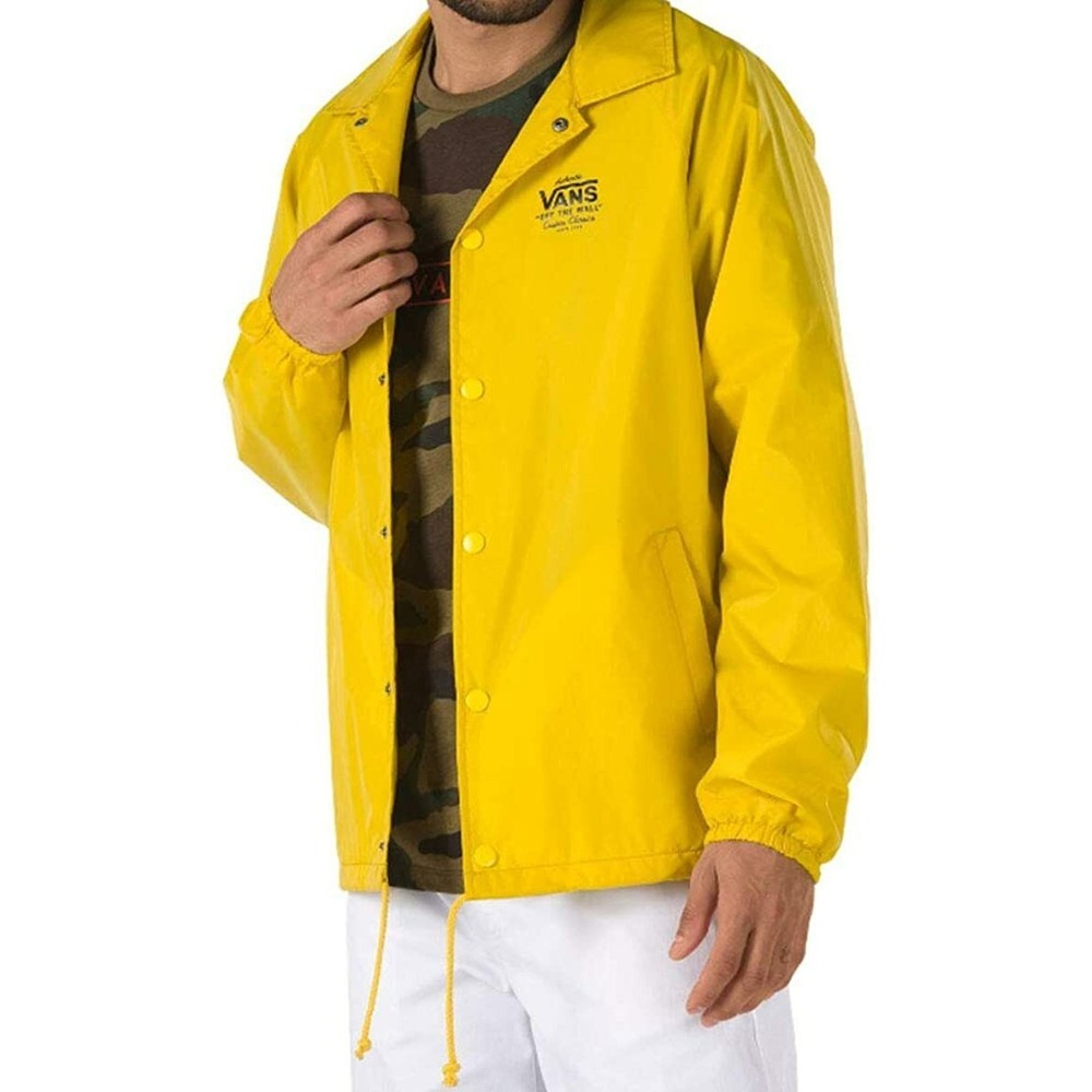 Vans Mens Yellow Torrey Coaches Windbreaker Snap Jacket MEDIUM Skate Gorpcore